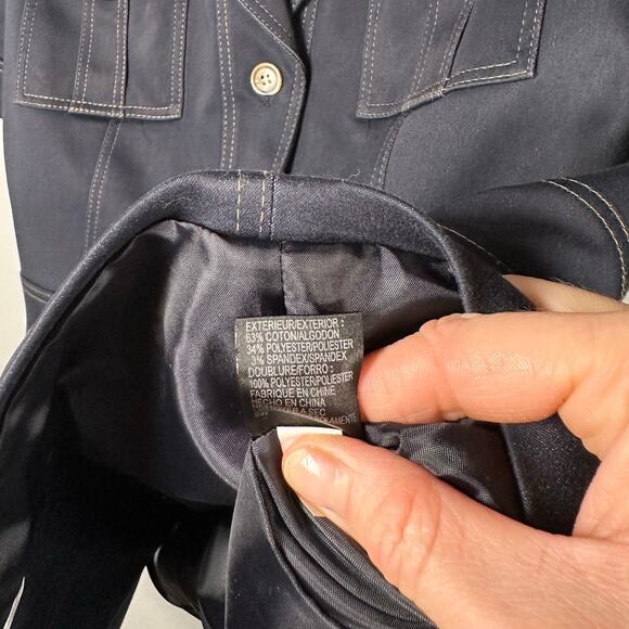 Tahari Arthur S Levine Classics Navy Cotton Button Down Collared Vest Women's 10 - Picture 6 of 7